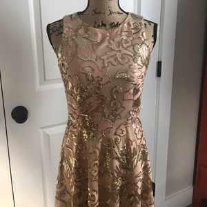 KATHERINE KELLY Gold and Pink Party Dress SIZE 4